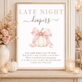 Póster Calabaza con lazo rosa para bebé niña, letrero par