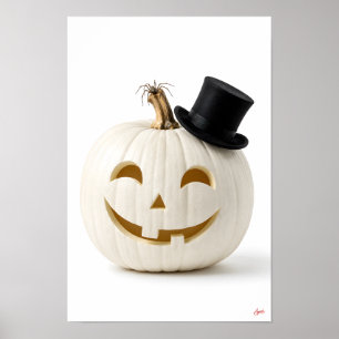 Póster Calabaza con Sombrero de Copa Minimalista