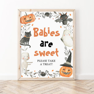 Póster Calabaza Cute Halloween Los bebés son Rótulo dulce