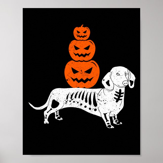 Póster Calabaza Dachshund Funny Halloween Jack O Lantern (Frente)