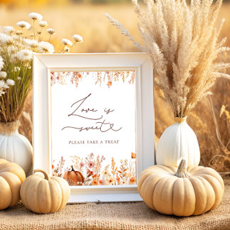 Póster Calabaza Dall Rústica El Amor es Dulce Toma un Reg