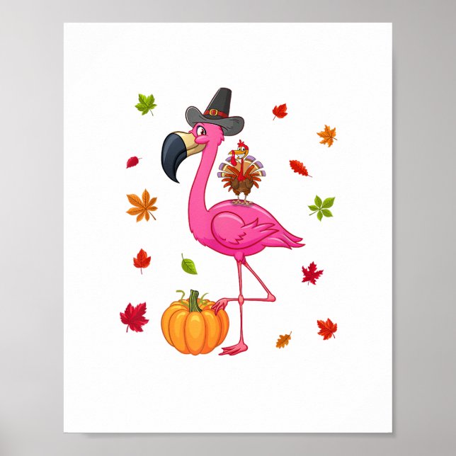 Póster Calabaza de Acción de Gracias Flamingo Turquía (Frente)