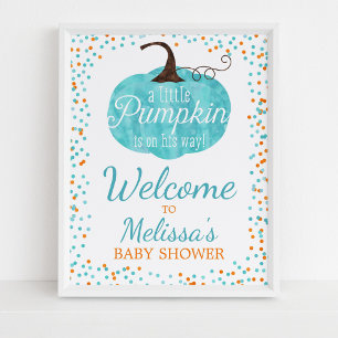 Póster Calabaza de agua Confetti Fall Boy Baby Shower