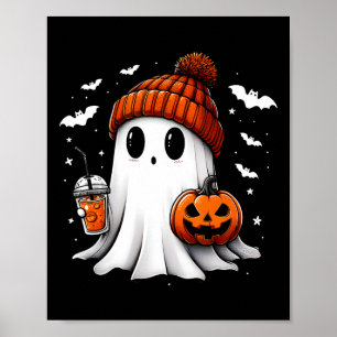 Póster Calabaza de bebida fantasma de Halloween
