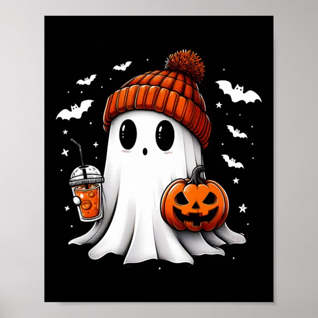 Póster Calabaza de bebida fantasma de Halloween (Frente)