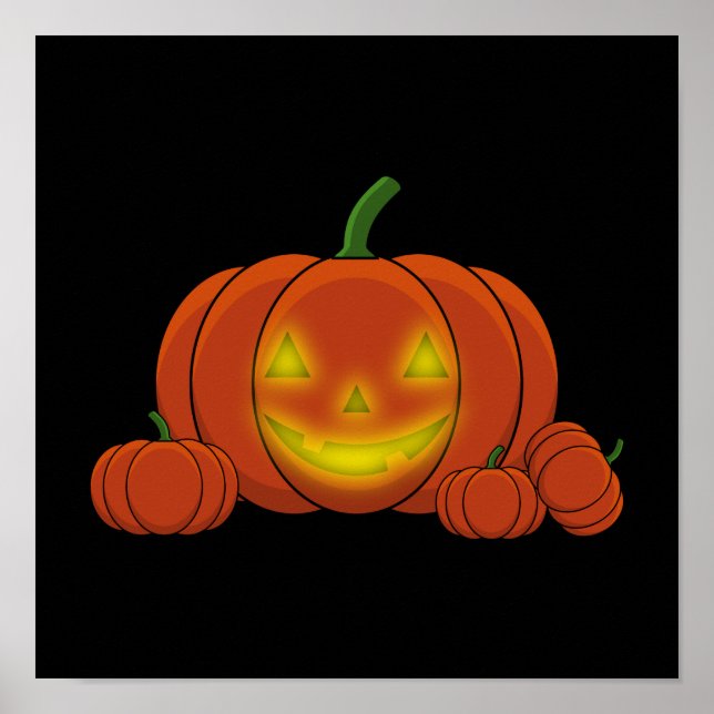 Póster Calabaza de calabaza brillante de Jack-o'-Lantern (Frente)