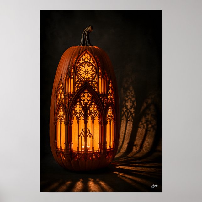 Póster Calabaza de Catedral Gótica (Frente)