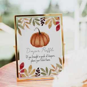 Póster Calabaza de color de agua Caída Baby Shower Diaper