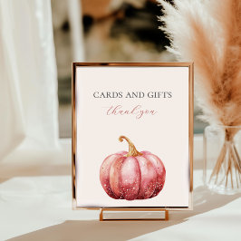 Póster Calabaza de color de agua rosa Rótulo de tablero d