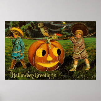 Póster Calabaza de cosecha de linterna de Halloween para
