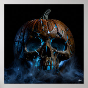 Póster Calabaza de Fractura de Cráneo Agrietado