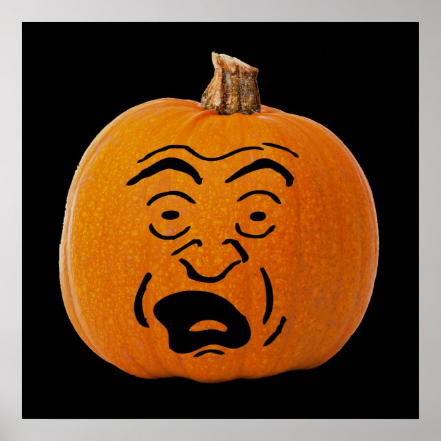 Póster Calabaza de Halloween con Cara Asustada de Jack o' (Frente)