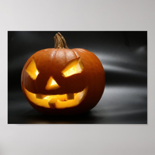 Póster Calabaza de Halloween con dientes de diversa suert (Frente)