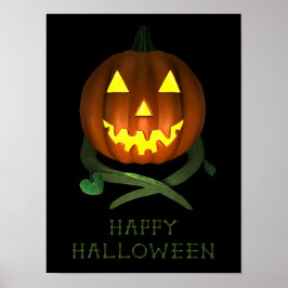 Póster Calabaza de Halloween con vides