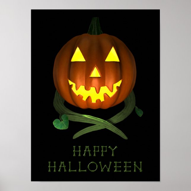 Póster Calabaza de Halloween con vides (Frente)
