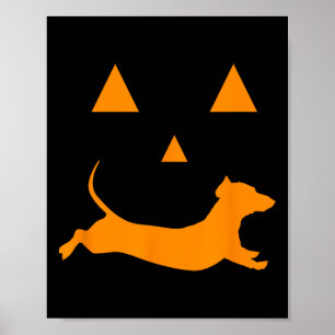 Póster Calabaza de Halloween Dachshund Costum Jack-o-lant