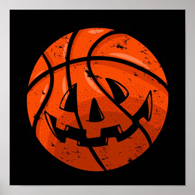 Póster Calabaza de Halloween de la Grunge de baloncesto J (Frente)
