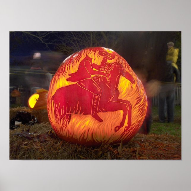 Póster Calabaza de Halloween esculpida y hueca (Frente)