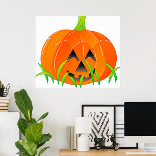 Póster Calabaza de Halloween linda Jack-O-Lantern