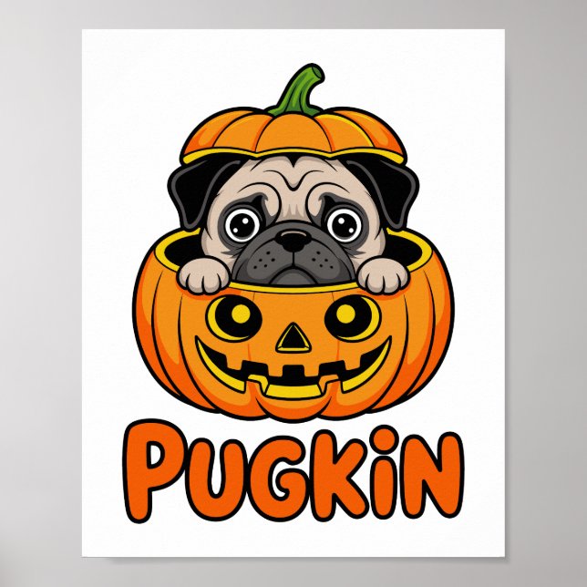 Póster Calabaza de Halloween, Perro de la Pumpkin (Frente)