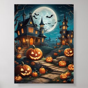 Póster Calabaza de Halloween poster temible imprimir digi