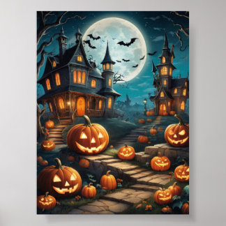 Póster Calabaza de Halloween poster temible imprimir digi