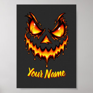 Póster Calabaza de Jack aterradora con nombre personaliza