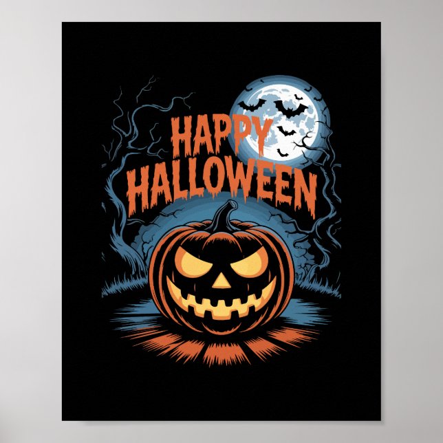 Póster Calabaza de Jack Halloween espeluznante (Frente)