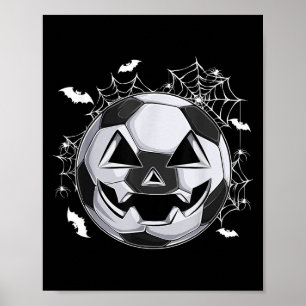 Póster Calabaza de Jack O Lantern con cara de fútbol disf