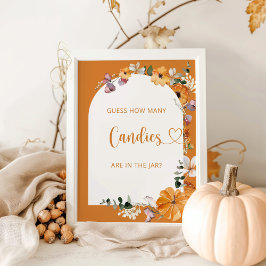 Póster Calabaza de la conjetura floral cuántos dulces pos