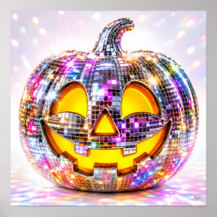 Póster Calabaza de lentejuelas de bola de discoteca