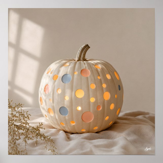 Póster Calabaza de lunares pastel (Frente)