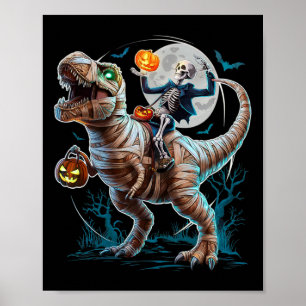 Póster Calabaza de mamá montando T Rex Dinosaurio Diverti