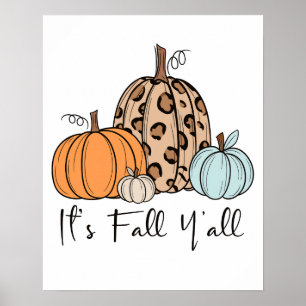 Póster Calabaza de moda de otoño “Es otoño, chicos” cit