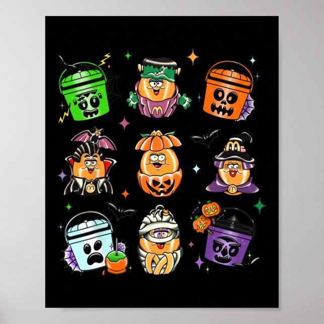 Póster Calabaza de nuggets de pollo Halloween cosecha de  (Frente)