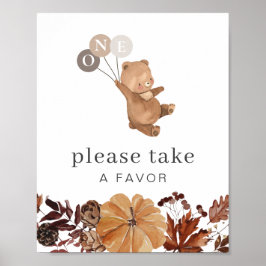 Póster Calabaza de oseo de peluche - primer cumpleaños -