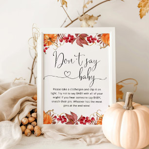 Póster Calabaza de otoño No digas Poster de bebé