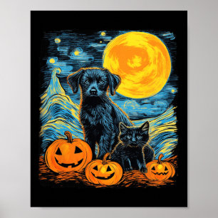 Póster Calabaza de perro retro Halloween Perros divertido