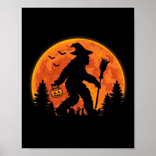 Póster Calabaza de pie grande Halloween Vestido Sasquatch (Frente)