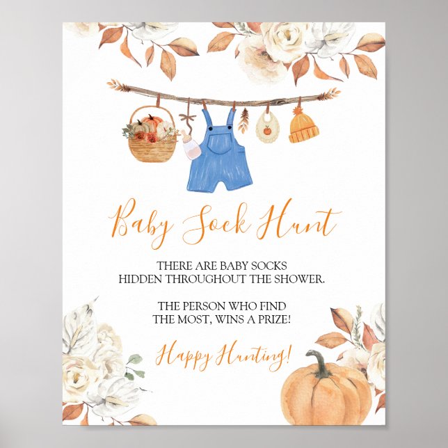 Póster Calabaza de ropa de niño Baby Shower Cacería de ga (Frente)