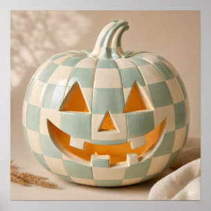 Póster Calabaza de tablero de ajedrez pastel