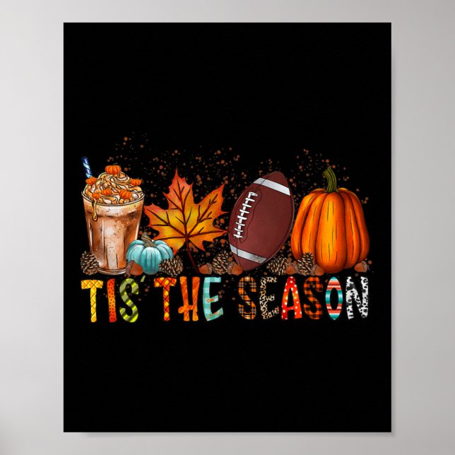 Póster Calabaza De Temporada Y Fa De Halloween De Fútbol  (Frente)