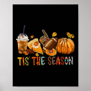 Póster Calabaza De Temporada Y Fa De Halloween De Fútbol