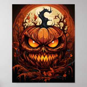 Póster Calabaza De Terror personalizado De Halloween Con