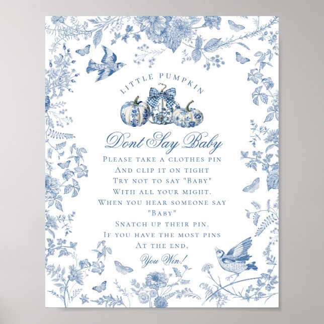 Póster Calabaza de toile azul Caída francesa no dice bebé (Frente)