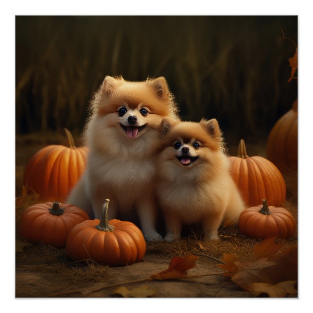 Póster Calabaza deslumbrante Pomerania de uva de otoño (Anverso)