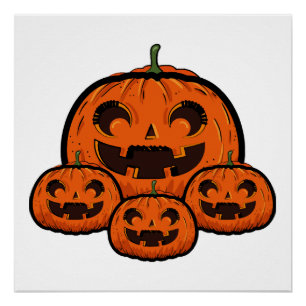 Póster Calabaza divertida de Halloween, Halloween espeluz