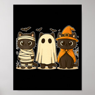 Póster Calabaza Divertida de Halloween para Mujeres Gato