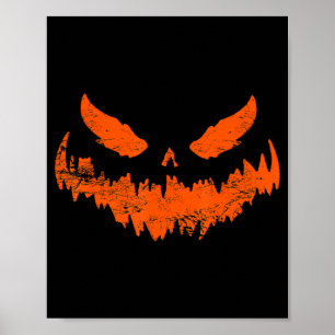 Póster Calabaza divertida Jack O Lantern Scary Pumpkin Fa