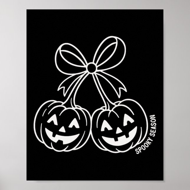 Póster Calabaza doble linda Jack O Lantern Face Bow Hallo (Frente)